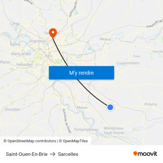 Saint-Ouen-En-Brie to Sarcelles map