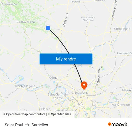Saint-Paul to Sarcelles map