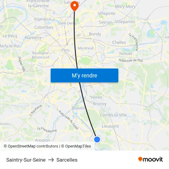 Saintry-Sur-Seine to Sarcelles map