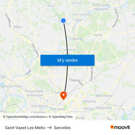 Saint-Vaast-Les-Mello to Sarcelles map