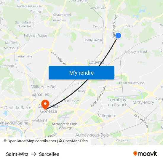 Saint-Witz to Sarcelles map