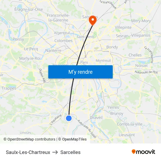 Saulx-Les-Chartreux to Sarcelles map