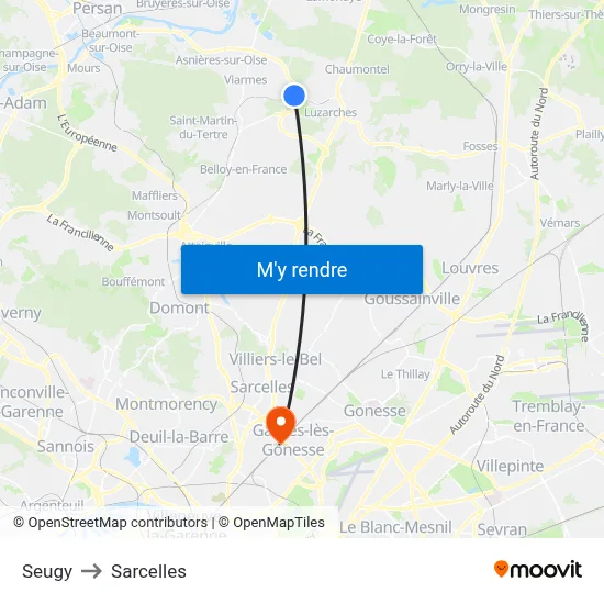 Seugy to Sarcelles map