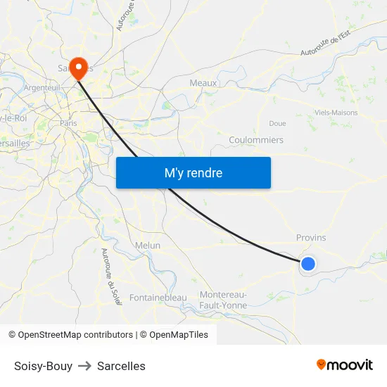 Soisy-Bouy to Sarcelles map