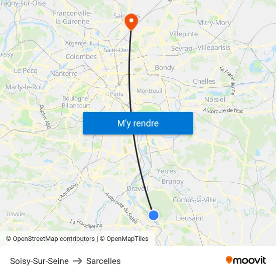 Soisy-Sur-Seine to Sarcelles map