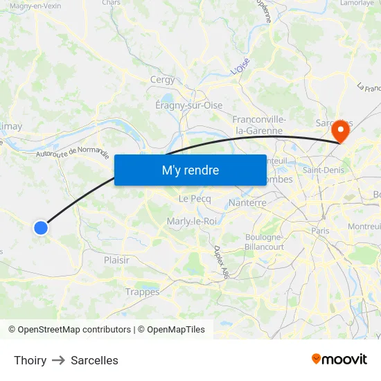 Thoiry to Sarcelles map