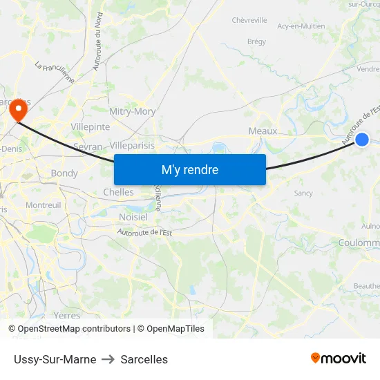 Ussy-Sur-Marne to Sarcelles map