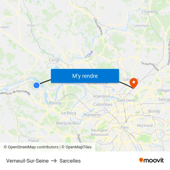 Verneuil-Sur-Seine to Sarcelles map