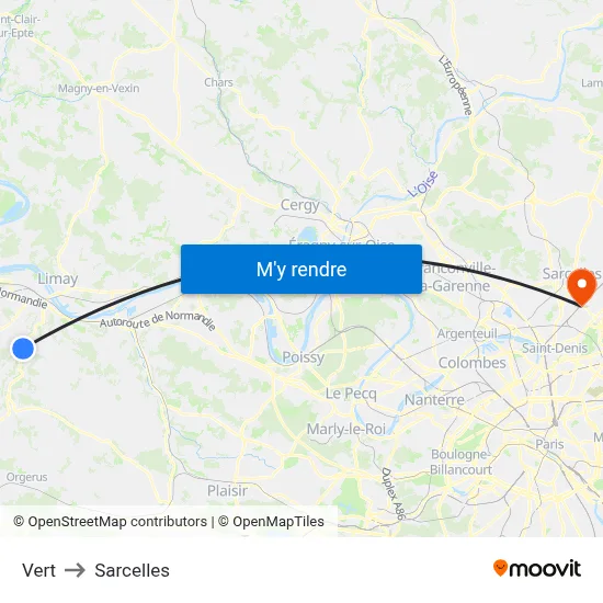 Vert to Sarcelles map