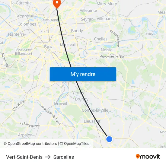 Vert-Saint-Denis to Sarcelles map