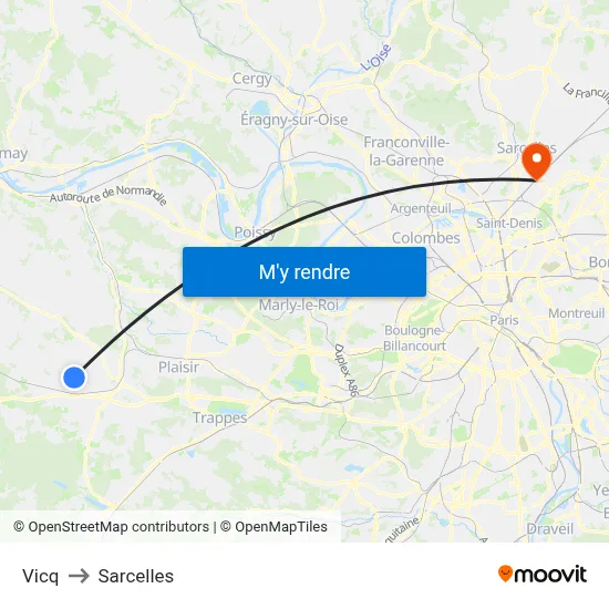 Vicq to Sarcelles map