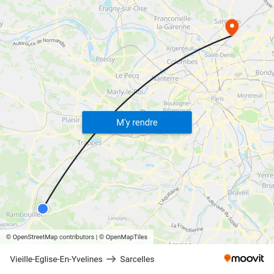 Vieille-Eglise-En-Yvelines to Sarcelles map