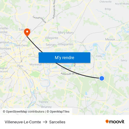 Villeneuve-Le-Comte to Sarcelles map