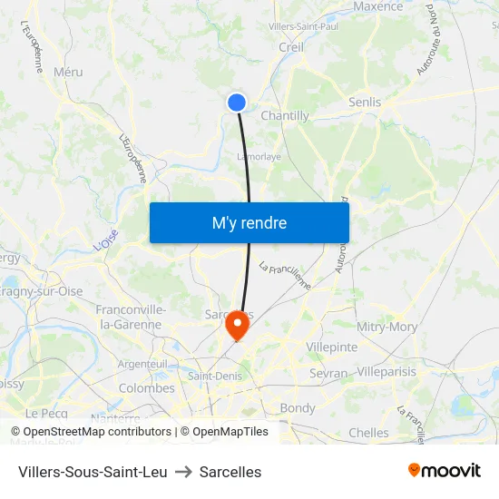 Villers-Sous-Saint-Leu to Sarcelles map
