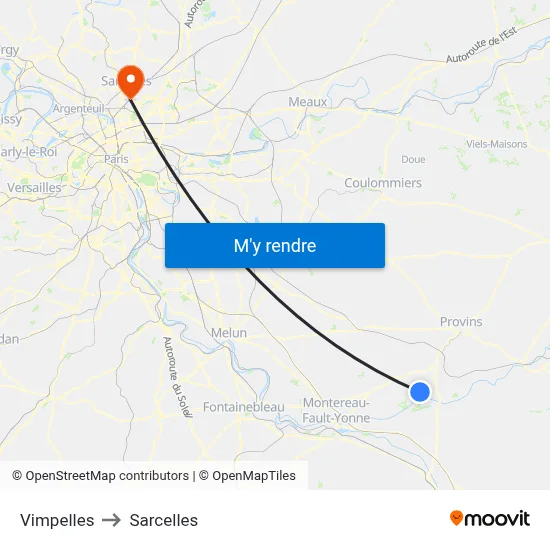Vimpelles to Sarcelles map