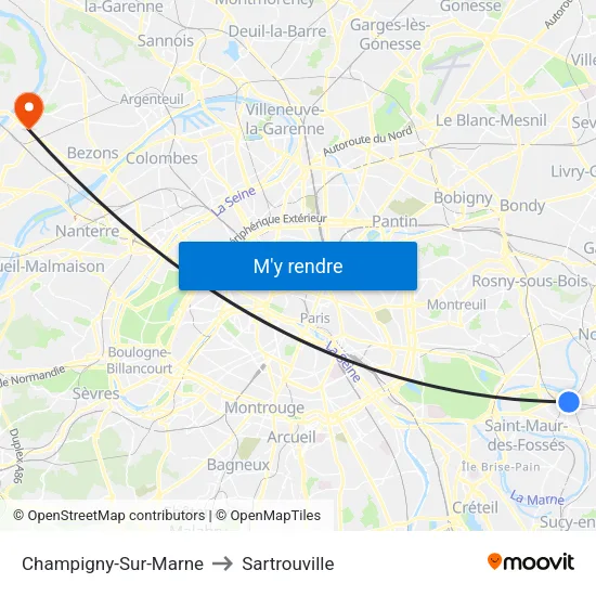 Champigny-Sur-Marne to Sartrouville map