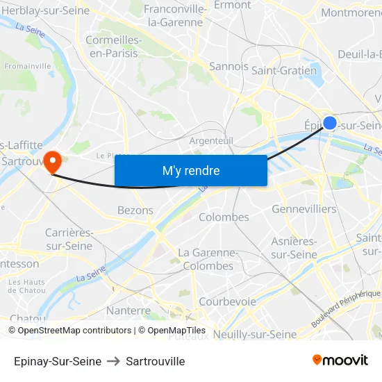 Epinay-Sur-Seine to Sartrouville map