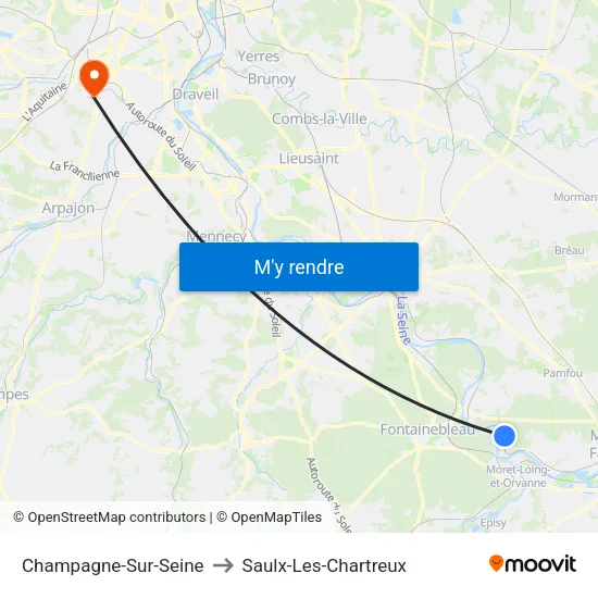 Champagne-Sur-Seine to Saulx-Les-Chartreux map