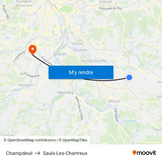 Champdeuil to Saulx-Les-Chartreux map