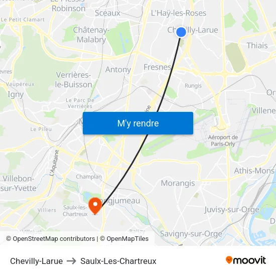 Chevilly-Larue to Saulx-Les-Chartreux map