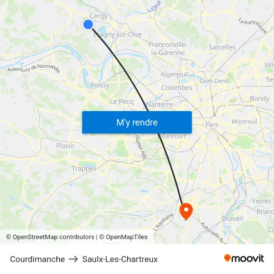 Courdimanche to Saulx-Les-Chartreux map