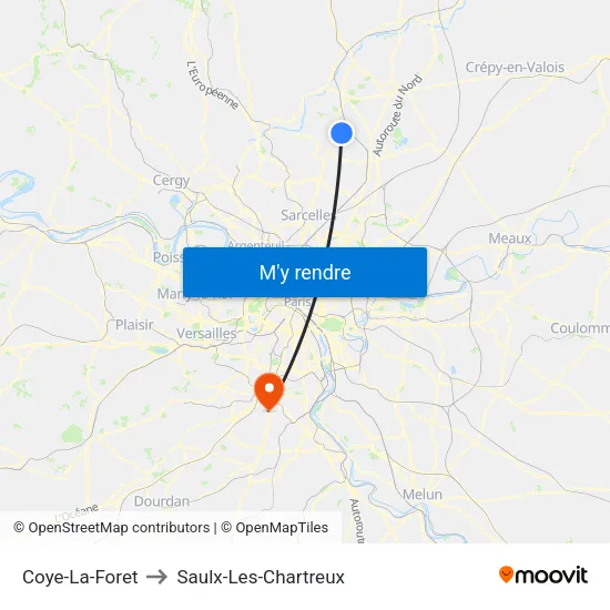 Coye-La-Foret to Saulx-Les-Chartreux map