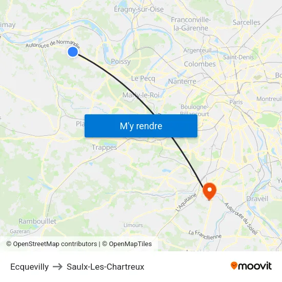 Ecquevilly to Saulx-Les-Chartreux map