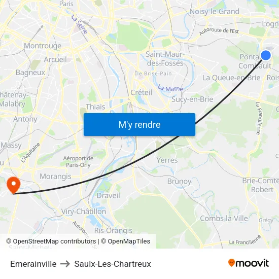 Emerainville to Saulx-Les-Chartreux map