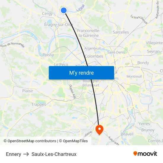Ennery to Saulx-Les-Chartreux map