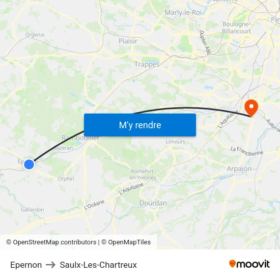 Epernon to Saulx-Les-Chartreux map