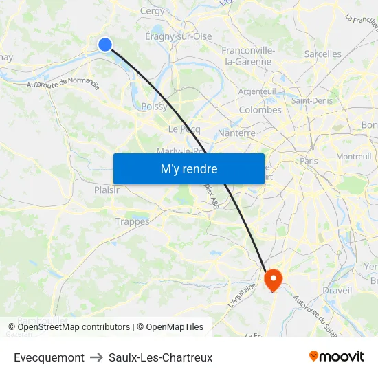 Evecquemont to Saulx-Les-Chartreux map