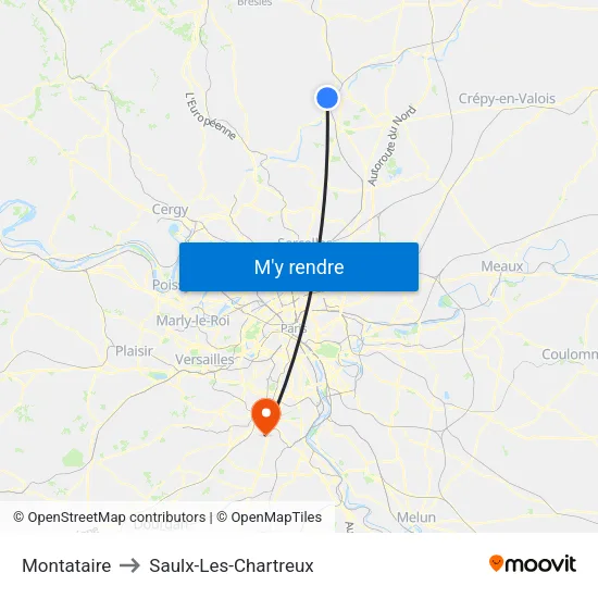 Montataire to Saulx-Les-Chartreux map