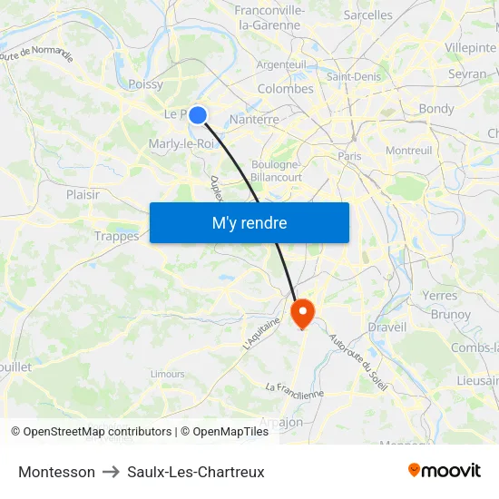 Montesson to Saulx-Les-Chartreux map
