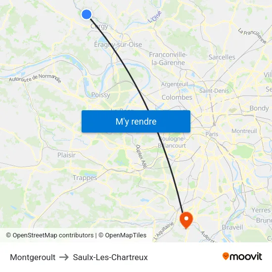 Montgeroult to Saulx-Les-Chartreux map