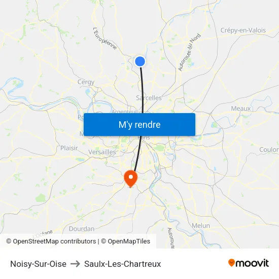 Noisy-Sur-Oise to Saulx-Les-Chartreux map