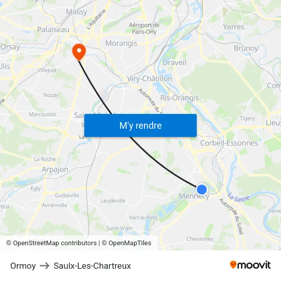 Ormoy to Saulx-Les-Chartreux map