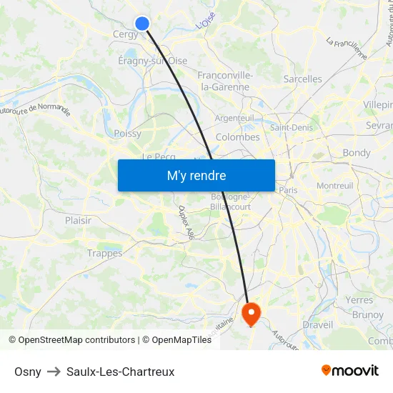 Osny to Saulx-Les-Chartreux map