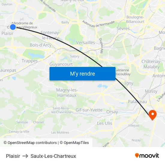 Plaisir to Saulx-Les-Chartreux map