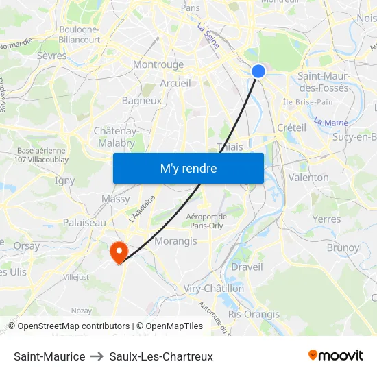 Saint-Maurice to Saulx-Les-Chartreux map