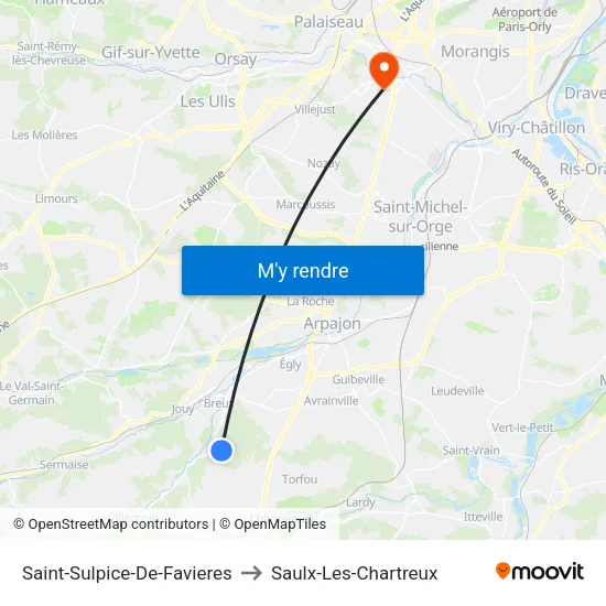 Saint-Sulpice-De-Favieres to Saulx-Les-Chartreux map