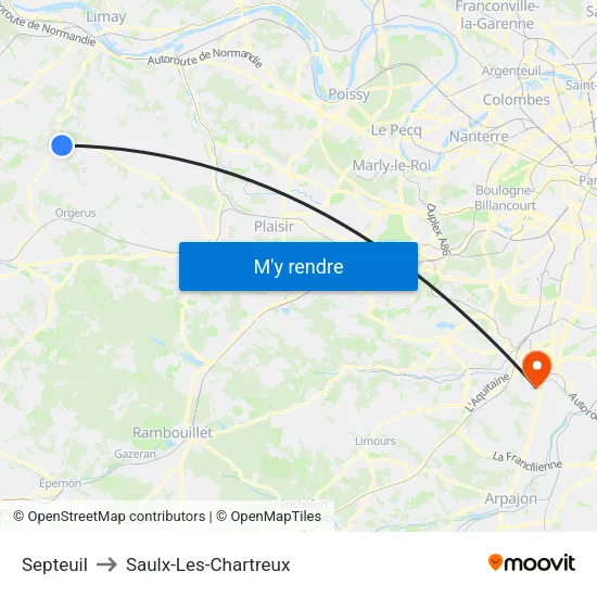 Septeuil to Saulx-Les-Chartreux map