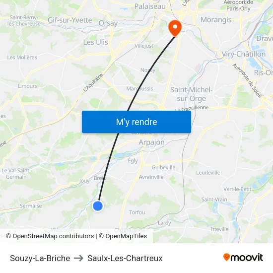 Souzy-La-Briche to Saulx-Les-Chartreux map