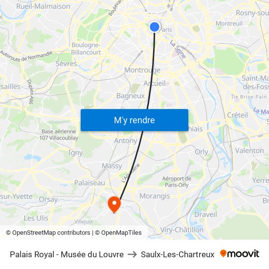 Palais Royal - Musée du Louvre to Saulx-Les-Chartreux map