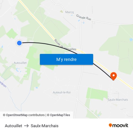 Autouillet to Saulx-Marchais map