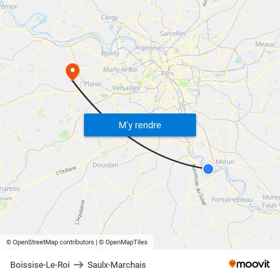 Boissise-Le-Roi to Saulx-Marchais map