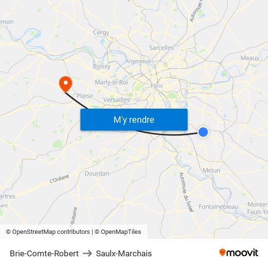 Brie-Comte-Robert to Saulx-Marchais map