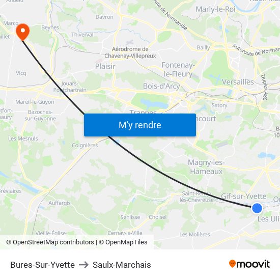 Bures-Sur-Yvette to Saulx-Marchais map