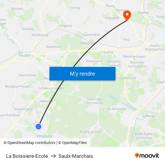 La Boissiere-Ecole to Saulx-Marchais map
