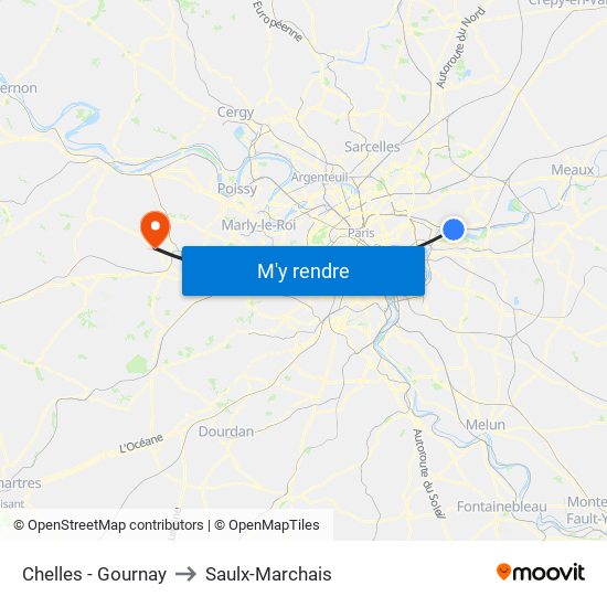 Chelles - Gournay to Saulx-Marchais map