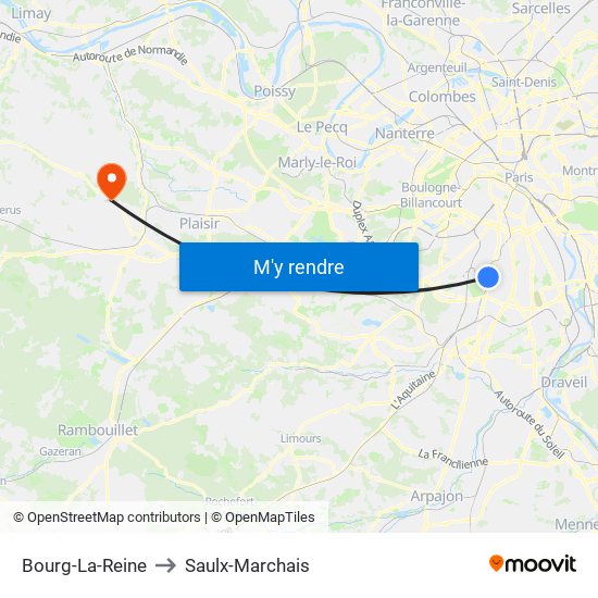 Bourg-La-Reine to Saulx-Marchais map